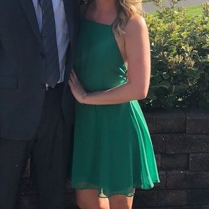 Lulus Letters of Love Green Backless Skater Dress